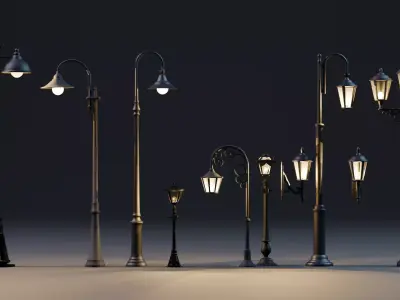 Street Light Pack Gameready Low-poly 3D model