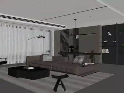 Modern Light Luxury Living Room 3D model