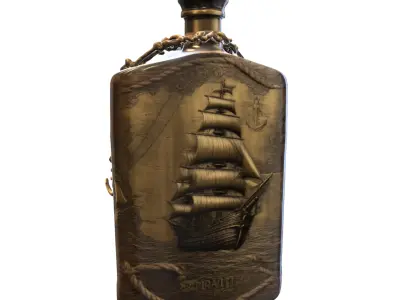 Vintage Pirate Ship Flask Low-poly 3D model