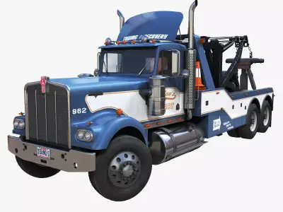 Kenworth W900A wrecker truck Low-poly 3D model