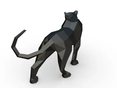 black panther low poly 3D print model