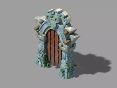 Game Cartoon - City - City Gate 03 3D model