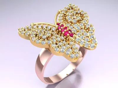 Butterfly Rings - Womens Rings -N2189 3D print model