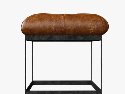 Restoration Hardware 22  Tufted Leather  Metal Bench Low-poly 3D model