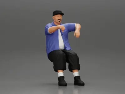 Gangster homie in cap with arm on window driving the car 3D print model