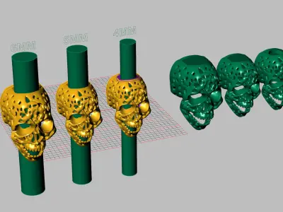 skull heads for cord bracelet 3D print model