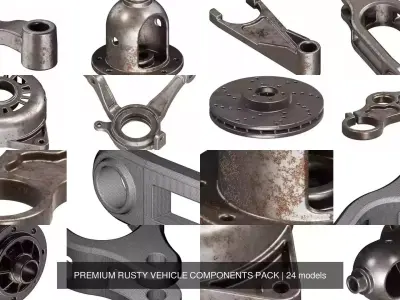 PREMIUM RUSTY VEHICLE COMPONENTS PACK 3D Model Collection