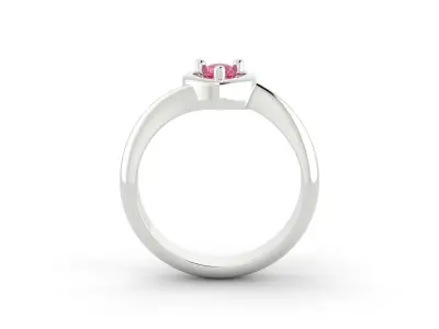 D-1443 sapphire heart ring 3D print model