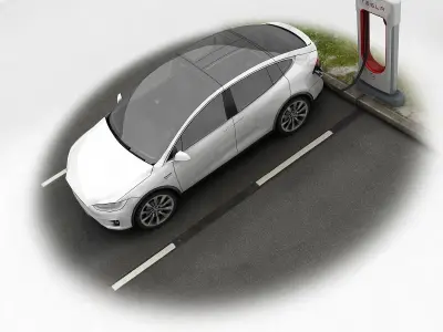 Tesla X plus Supercharger Low-poly 3D model