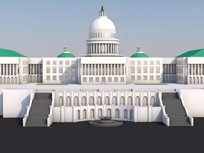Low Poly United States Capitol Hill Landmark Low-poly 3D model