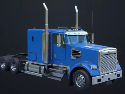 Heavy Truck Chassis 07 Blue and Green All PBR Textures Low-poly 3D model