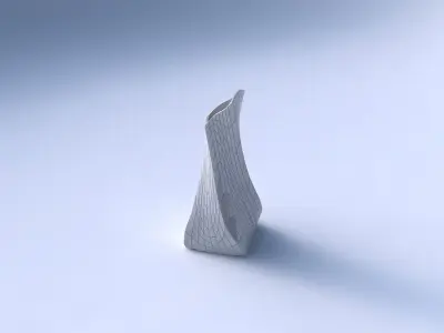 Vase twisted squeezed and bent quadratic with wavy grid plates 3D print model