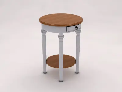 SIDE TABLE---Double round support with a drawer 3D model