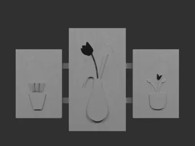 Abstract portrait of flowers in marble 3D model