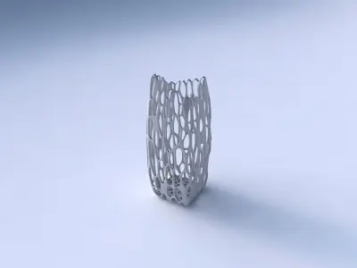 Vase double arc rectangle with cracked organic lattice  3D print model