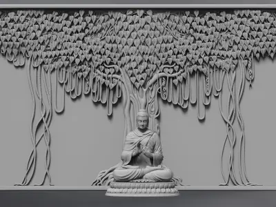 Buddha Dharma Chakra Mudra Low-poly 3D model