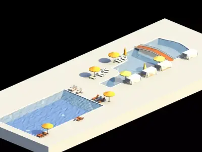 Low Poly Swimming Pools Low-poly 3D model