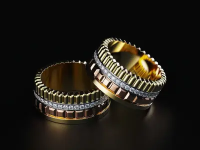 Quatre radiant edition wedding band style All sizes collection 3D print model