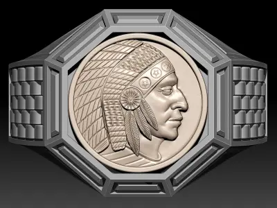 Indian Man Ring silver gold printable jewelry 3D print model