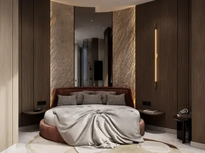 Modern Luxury Bedroom with Bath Panoramic View   3D model
