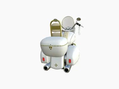 Motorcycle Cartoon B01 White Gold - Custom Vehicle Design Low-poly 3D model