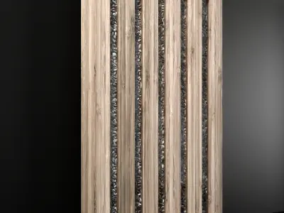 Wall Wood pebble decor n2 3D model