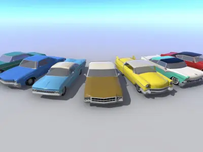 Classic Cars 7-Pack Low-poly 3D model