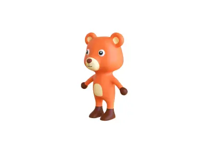 High-Quality 3D Cute Bear Animated for Games Low-poly 3D model