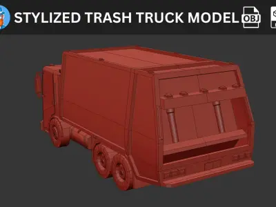 Stylized Trash Truck 3D Model 3D model