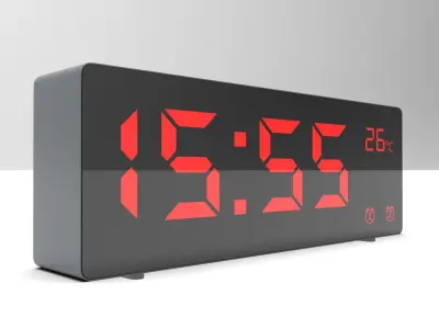 CLOCK GRAY RED Low-poly 3D model