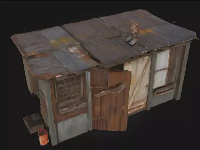 Rustic Shelter  Simple Refuge Blending with Nature 3D model
