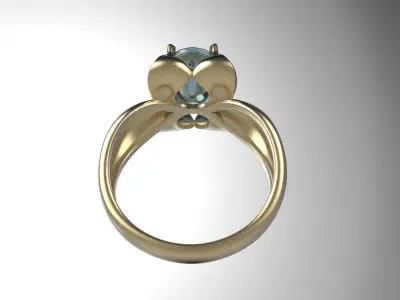 Elegant Gold Ring with Blue Gemstone  oval stone 10x8   3D Model 3D print model