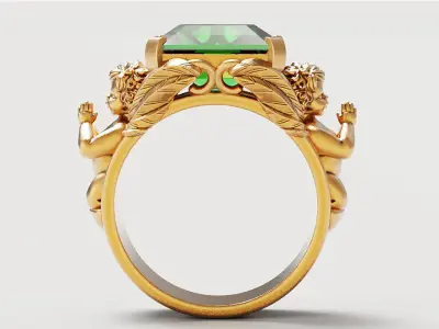 Emerald and praying baby angel Silver Gold  Print 3D print model