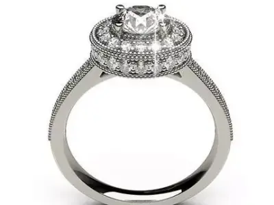 Round diamond engagement ring 3D print model buy