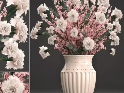 Decorative bouquet of flowers 3D model