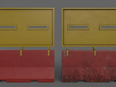 PBR Concrete Roadblock Barrier V4 Low-poly 3D model
