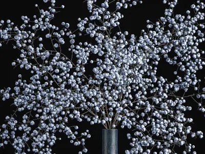 Bouquet of branches with blueberries in a vase 95 3D model