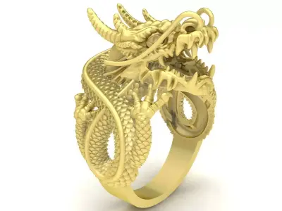 Luxury Chinese Dragon Sculpted Ring Design  3808 3D print model