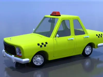 cartoon taxi 3D model buy