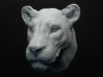 Lioness head intended for 3D printing 3D print model