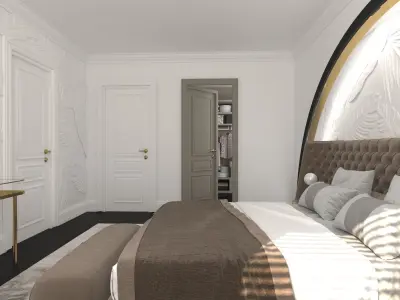 3D Bedroom Model model modern with arched ceiling 3D model