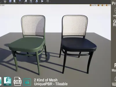 Ton Chair 811 Black Wood Design PBR - Lumion - UE4 Low-poly 3D model