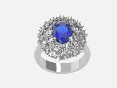ring with stone oval 3D print model