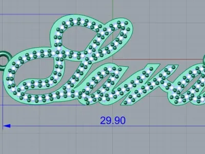 Sara name pendant 3D print model