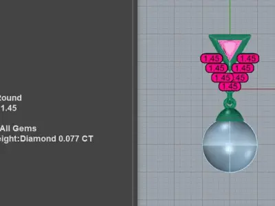 Triangle Diamond Pearl Earrings  3D print model