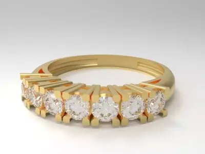 Elegant Seven-Stone Ring 3D print model