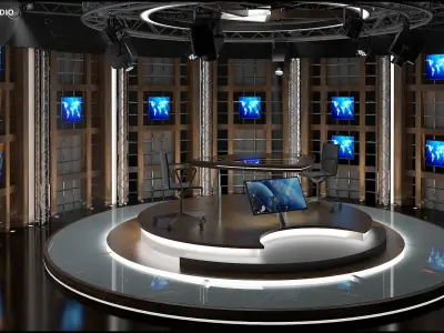 Virtual TV Studio Chat Set 17 3D model