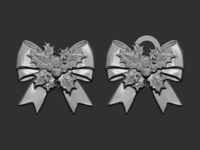 christmas ribbon bow decor 13  3D print model