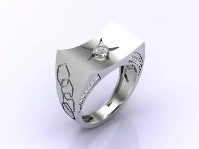 Print Ready STL 3DM  Gents Rings Diamond Men Ring  3D print model 213