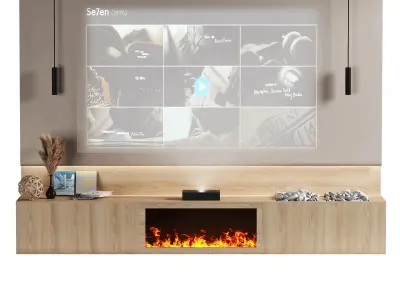 TV wall with Xiaomi laser projector Low-poly 3D model